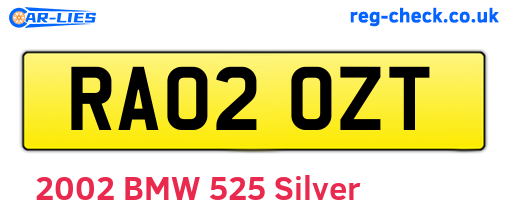 RA02OZT are the vehicle registration plates.