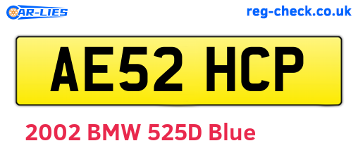 AE52HCP are the vehicle registration plates.
