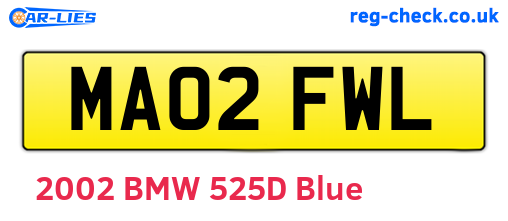 MA02FWL are the vehicle registration plates.