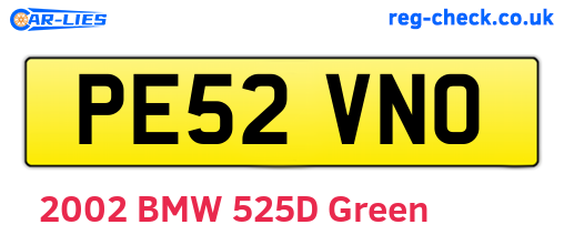 PE52VNO are the vehicle registration plates.