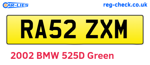 RA52ZXM are the vehicle registration plates.