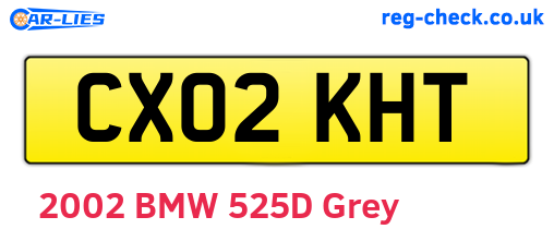 CX02KHT are the vehicle registration plates.