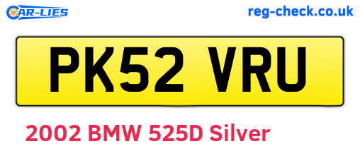 PK52VRU are the vehicle registration plates.