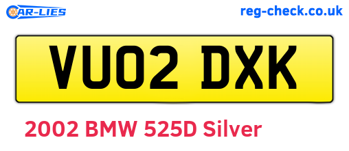 VU02DXK are the vehicle registration plates.