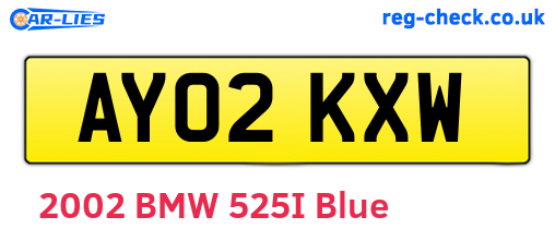 AY02KXW are the vehicle registration plates.