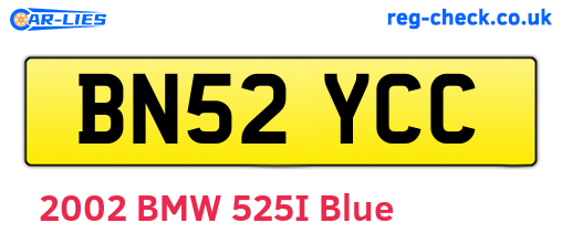 BN52YCC are the vehicle registration plates.