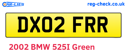 DX02FRR are the vehicle registration plates.