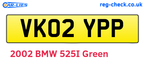VK02YPP are the vehicle registration plates.
