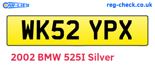 WK52YPX are the vehicle registration plates.