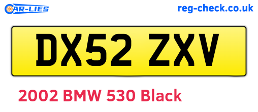 DX52ZXV are the vehicle registration plates.