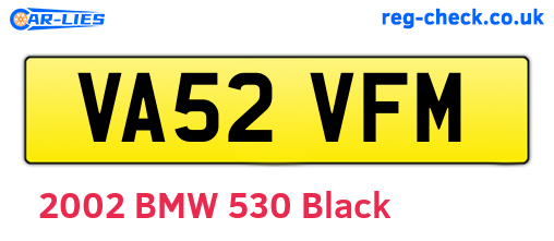VA52VFM are the vehicle registration plates.