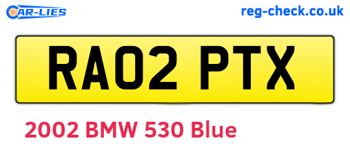 RA02PTX are the vehicle registration plates.