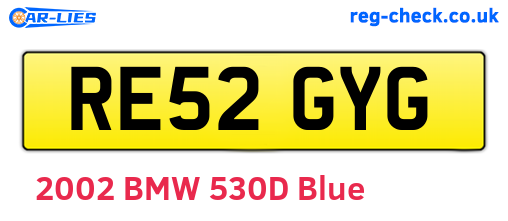 RE52GYG are the vehicle registration plates.