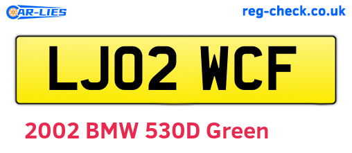 LJ02WCF are the vehicle registration plates.