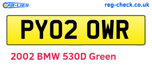 PY02OWR are the vehicle registration plates.