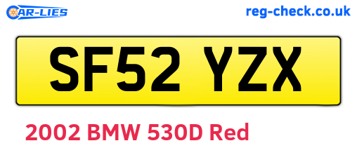 SF52YZX are the vehicle registration plates.