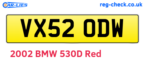 VX52ODW are the vehicle registration plates.