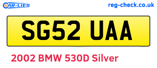 SG52UAA are the vehicle registration plates.