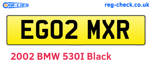 EG02MXR are the vehicle registration plates.