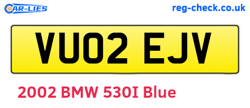 VU02EJV are the vehicle registration plates.