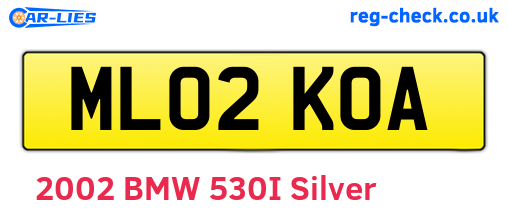 ML02KOA are the vehicle registration plates.