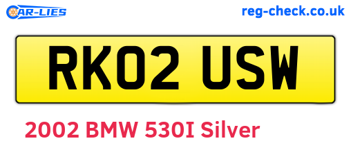 RK02USW are the vehicle registration plates.