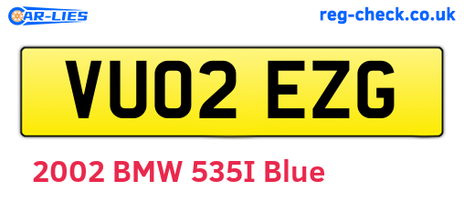 VU02EZG are the vehicle registration plates.