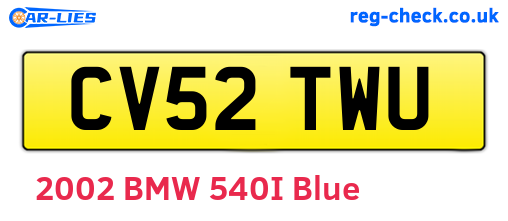 CV52TWU are the vehicle registration plates.