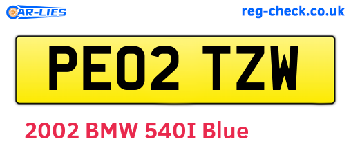 PE02TZW are the vehicle registration plates.