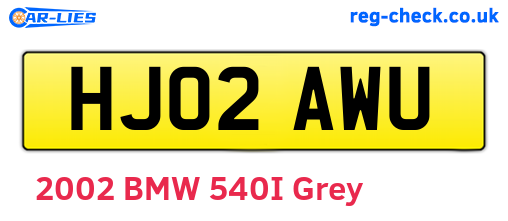 HJ02AWU are the vehicle registration plates.