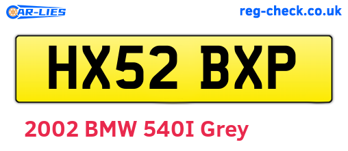 HX52BXP are the vehicle registration plates.
