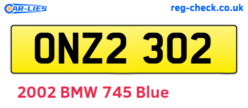 ONZ2302 are the vehicle registration plates.