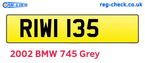 RIW1135 are the vehicle registration plates.