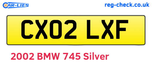 CX02LXF are the vehicle registration plates.