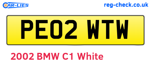 PE02WTW are the vehicle registration plates.