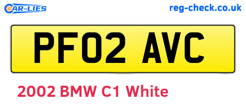 PF02AVC are the vehicle registration plates.