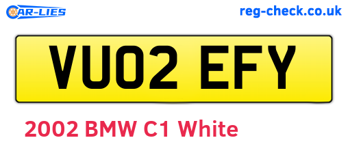 VU02EFY are the vehicle registration plates.