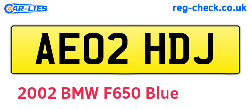 AE02HDJ are the vehicle registration plates.