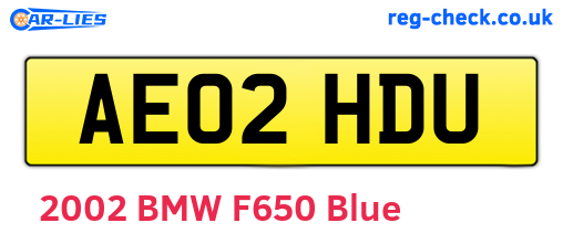 AE02HDU are the vehicle registration plates.