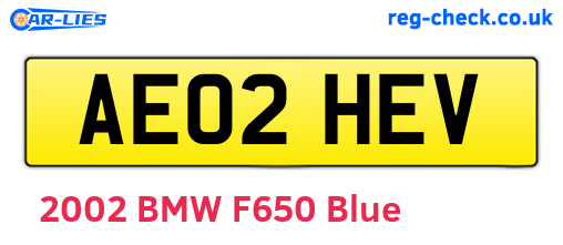 AE02HEV are the vehicle registration plates.