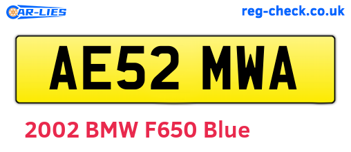 AE52MWA are the vehicle registration plates.