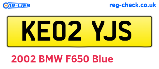 KE02YJS are the vehicle registration plates.