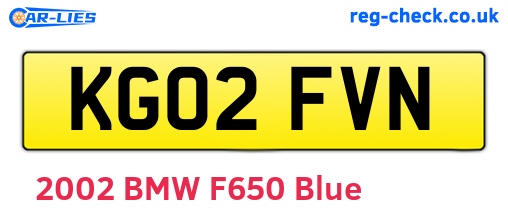 KG02FVN are the vehicle registration plates.