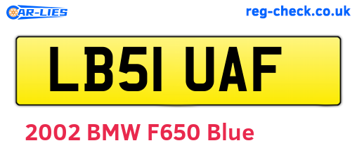 LB51UAF are the vehicle registration plates.