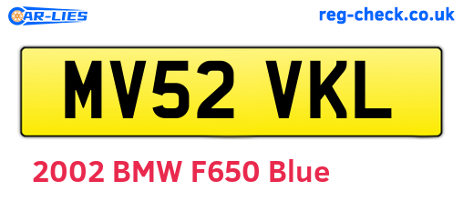 MV52VKL are the vehicle registration plates.
