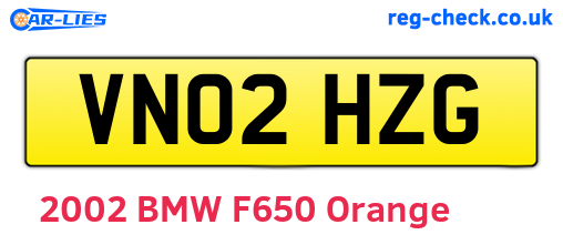 VN02HZG are the vehicle registration plates.