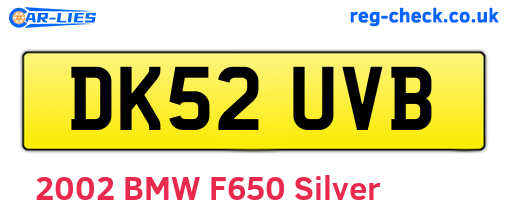 DK52UVB are the vehicle registration plates.