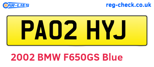 PA02HYJ are the vehicle registration plates.