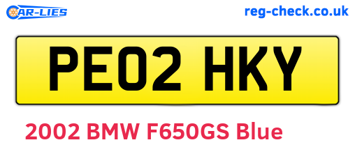 PE02HKY are the vehicle registration plates.