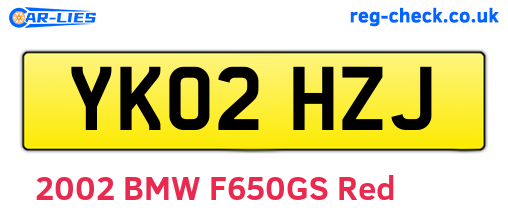 YK02HZJ are the vehicle registration plates.